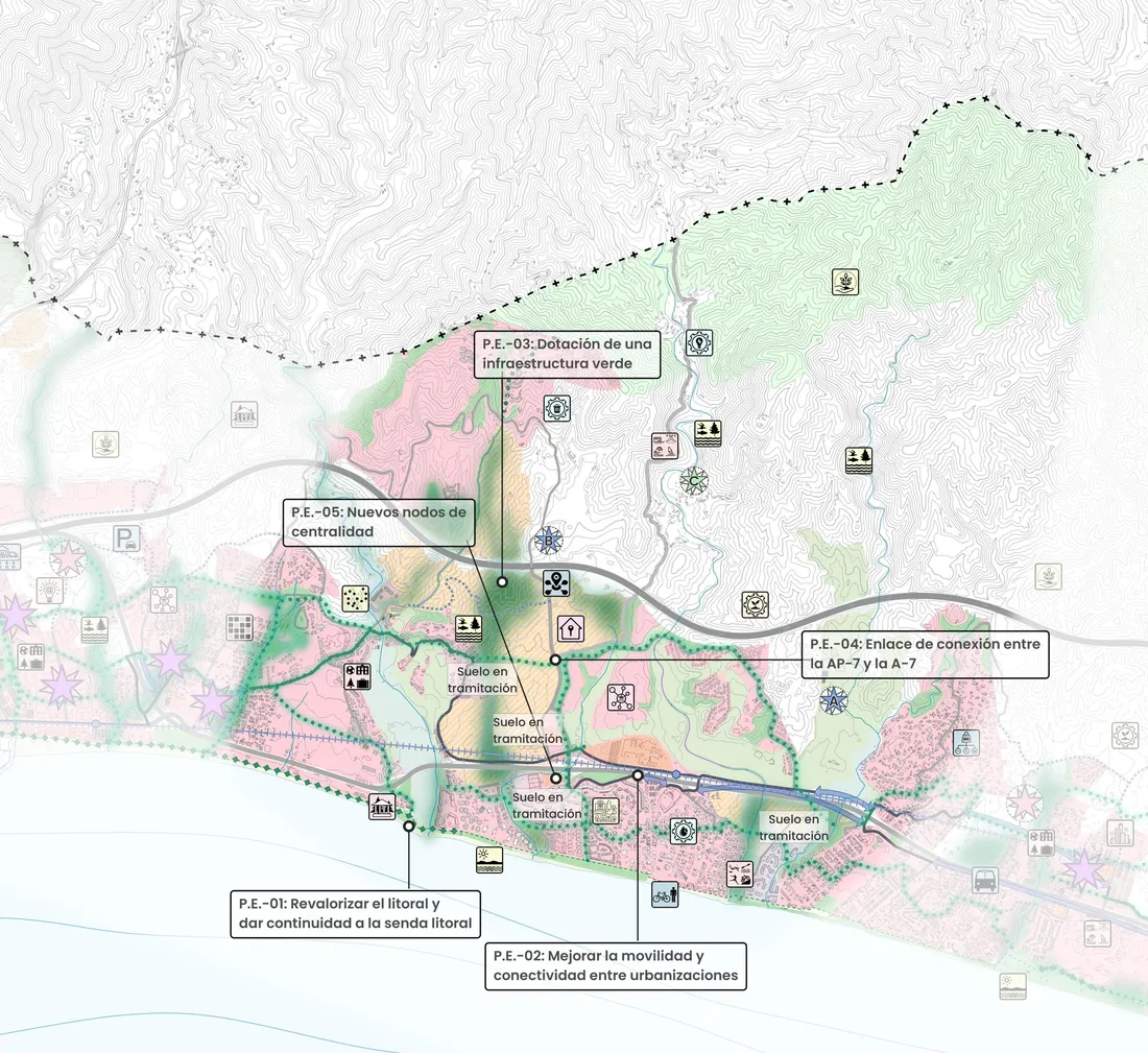Plano de propuestas estratégicas de la zona Río Real, Realejo y Siete Revueltas.